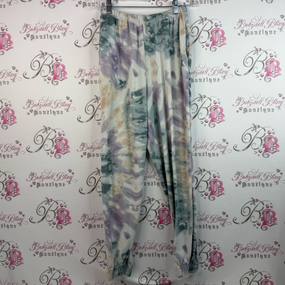 Ardene pants stretchy sweatpants soft purple blue tan Pastel Tie-Dye Joggers